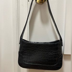 PERFECT LITTLE BLACK CROC/SNAKE PRINT SHOULDER BAG